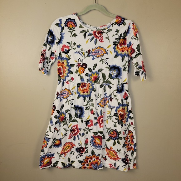 Old Navy Other - Old Navy Girls Floral Dress XL 14 Plus White Multicolor Boho Short Sleeve Cotton